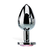 Adam and Eve Silver Metal Butt Plug with Pink Gem Base Butt Plugs
